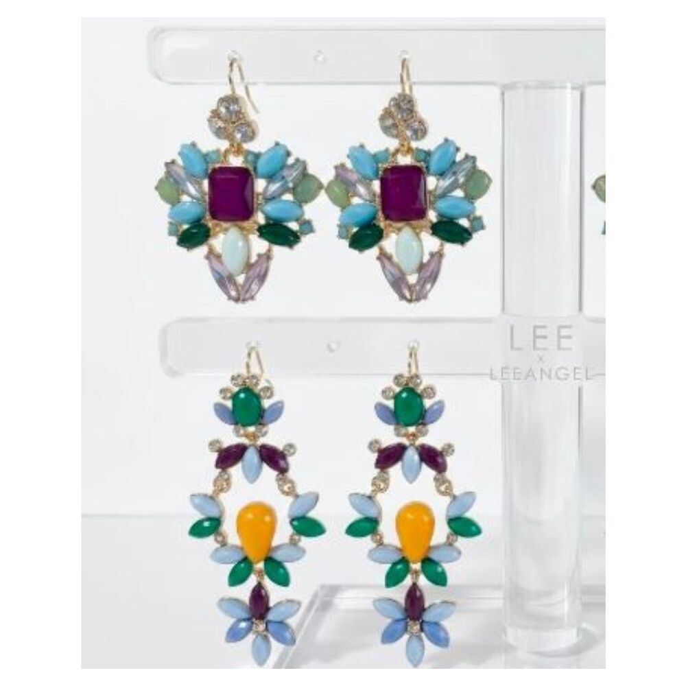 LEE by Lee Angel Kaleidoscope Crystal Drop Earrings NWT 70 Cabochon Earrings Set